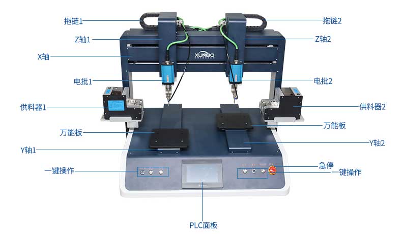 桌面雙拼鎖螺絲機-深圳訊博科技-多功能非標螺絲機_全自動視覺螺絲機_大型鎖螺絲機廠家